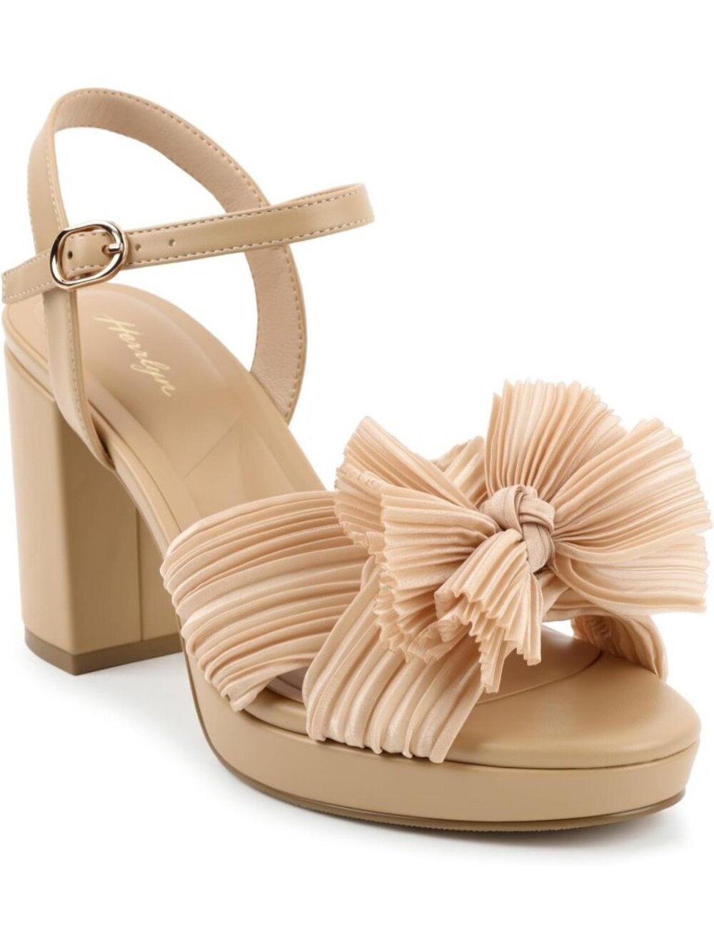Women's Beige Bow Summer Square Toe Slingback Sexy Backless Heeled Sandals